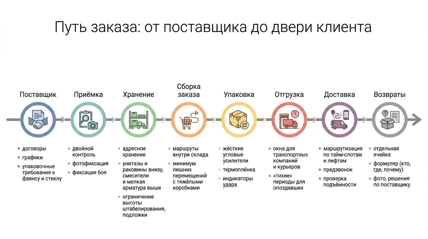путь заказа от поставщика до клиента